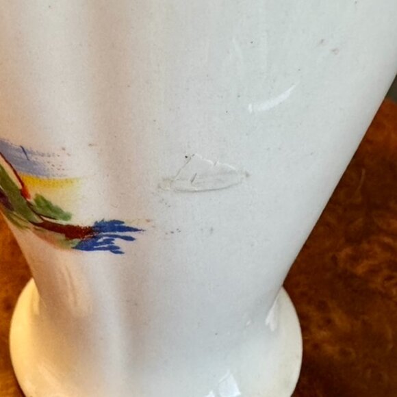 Art Deco H&K Tunstall Small Cream w Hand Painted Pastoral Art Vase - Picture 5 of 7